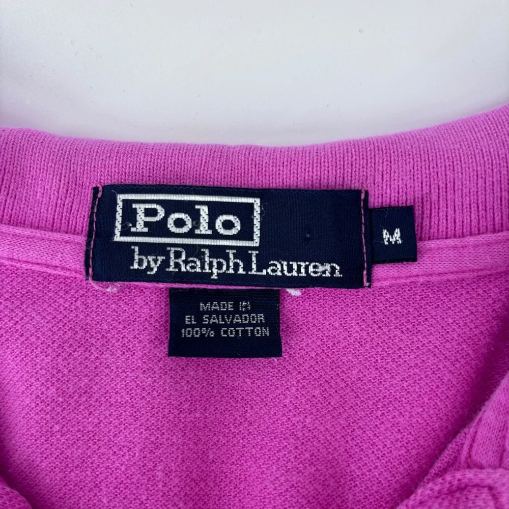 Polo Ralph Lauren Polo Shirt Mens M Pink Magenta Green Pony Logo Cotton Pique